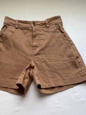 Everlane Tan High Waisted Shorts Cotton Twill Tailored Casual Minimalist Size 0